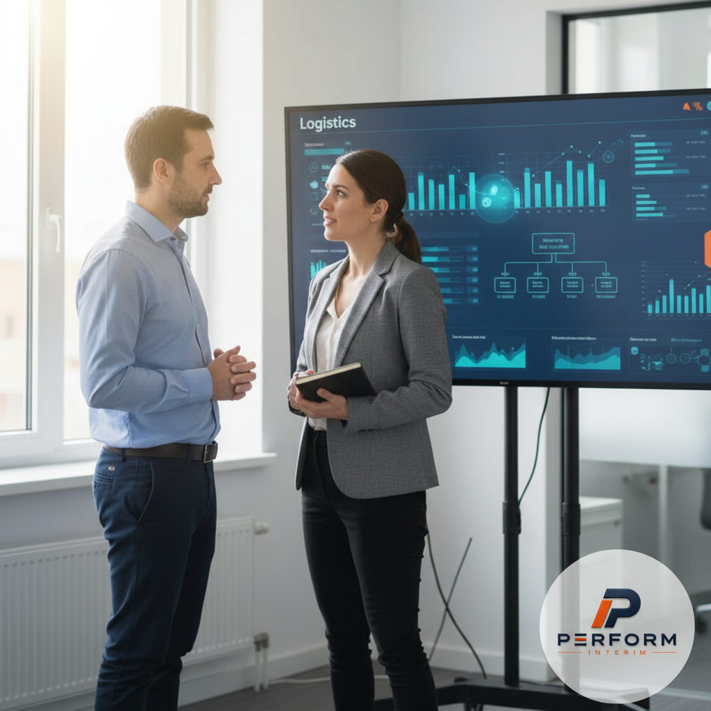 Manager PME échangeant avec un consultant Perform Intérim.