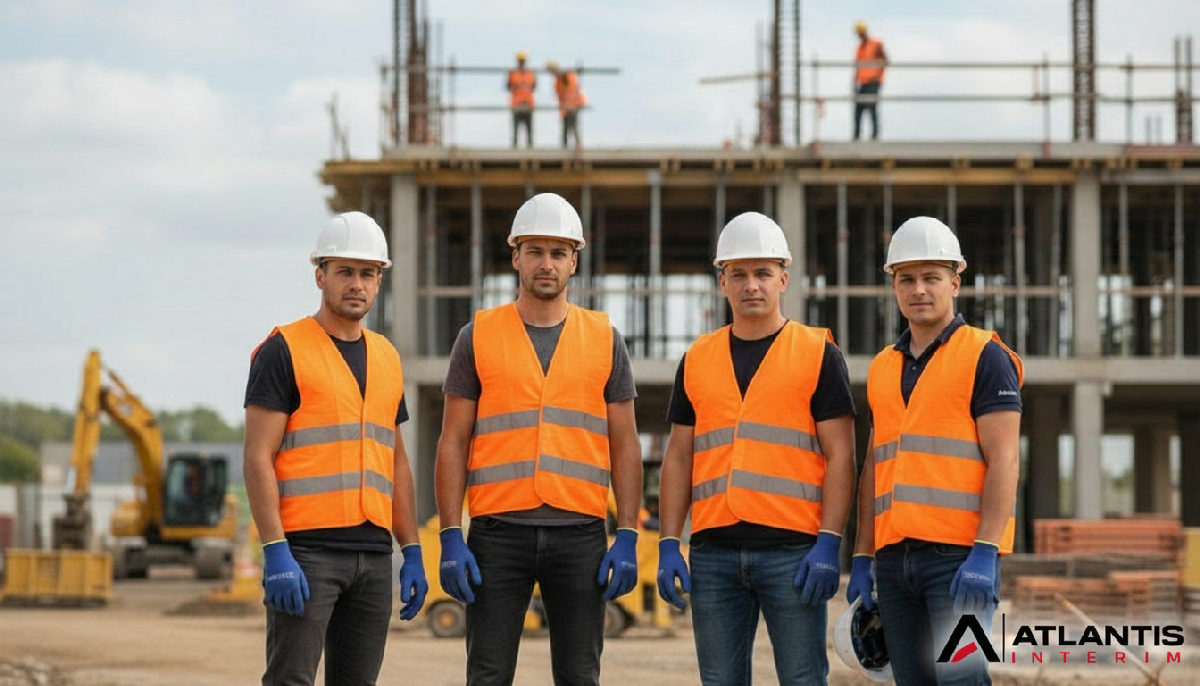 Ouvriers qualifiés sur un chantier de construction en France.