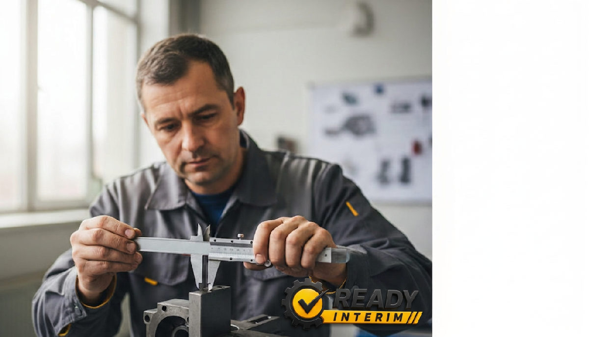Ouvrier roumain qualifié utilisant un équipement de précision.