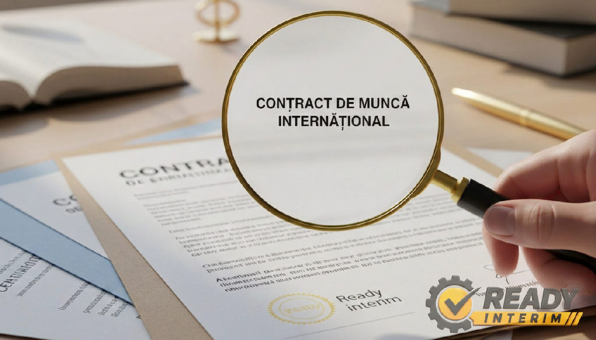 Contrat de travail international sous une loupe.