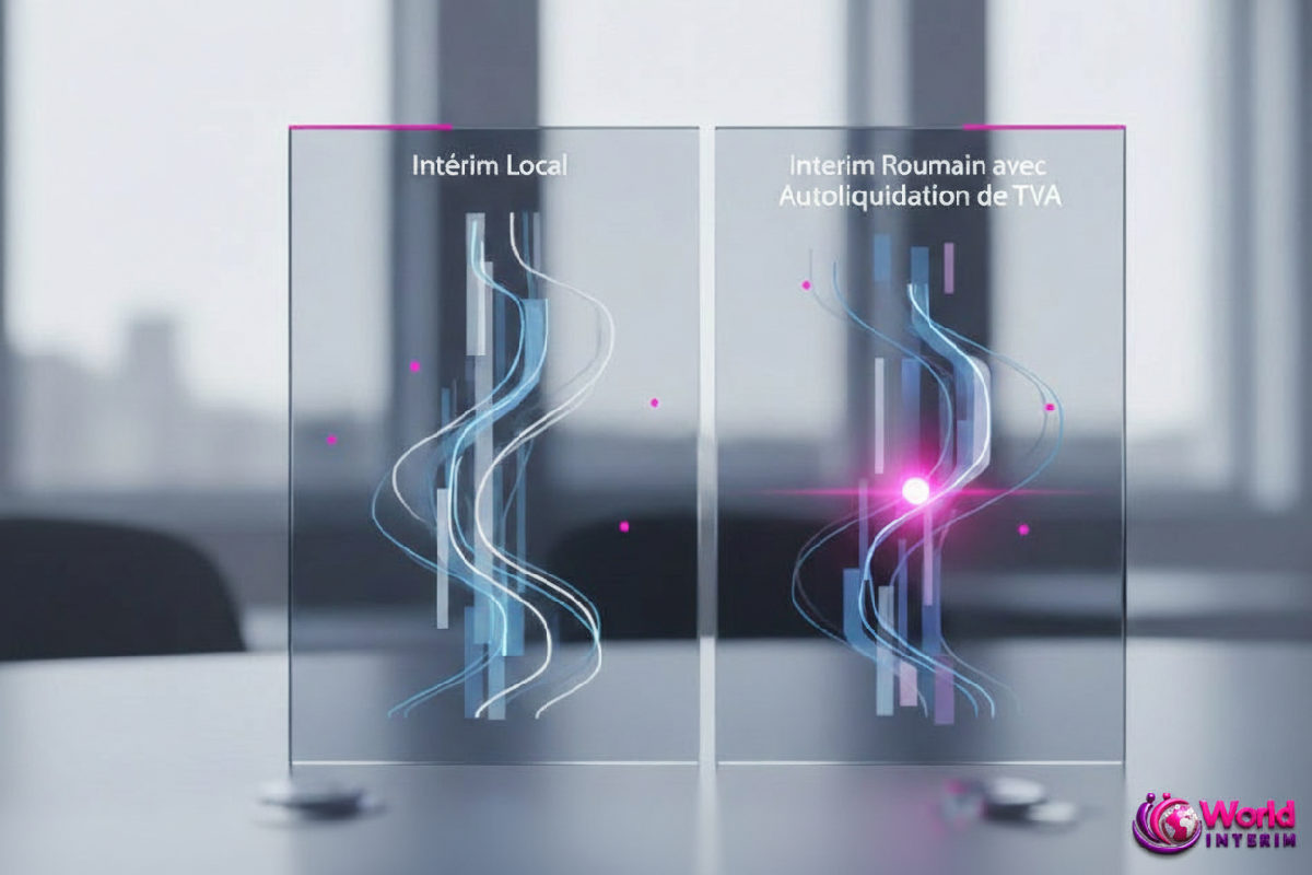 Tableau comparatif flux financiers intérim local vs roumain TVA.
