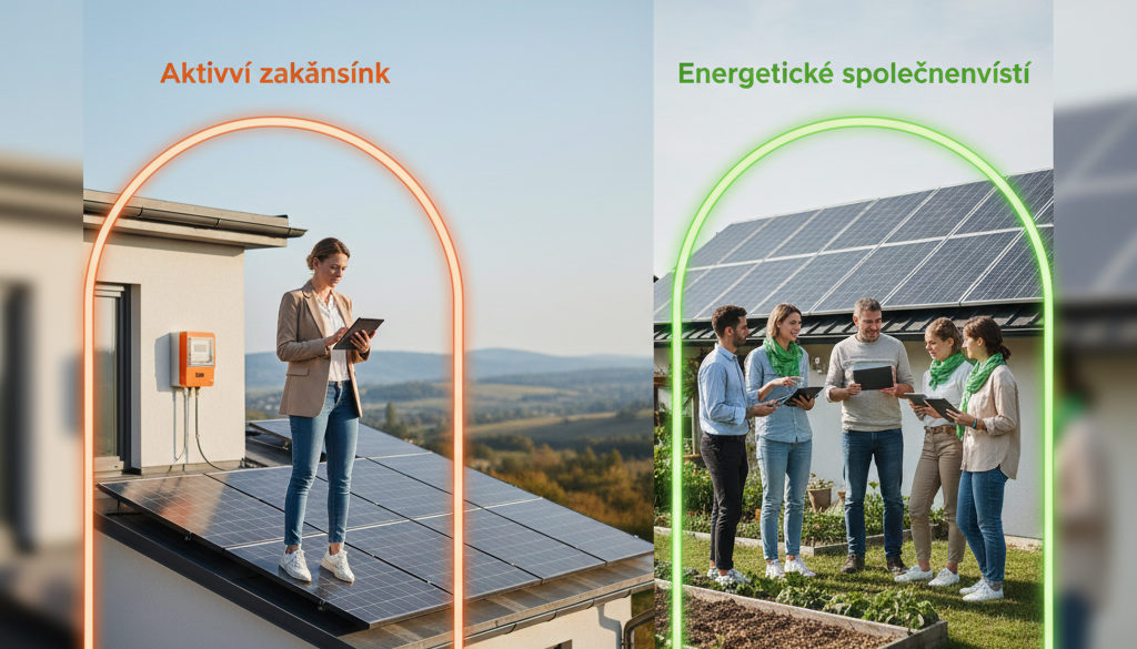 Ilustrace znázorňující propojení aktivních zákazníků v rámci energetické sítě.