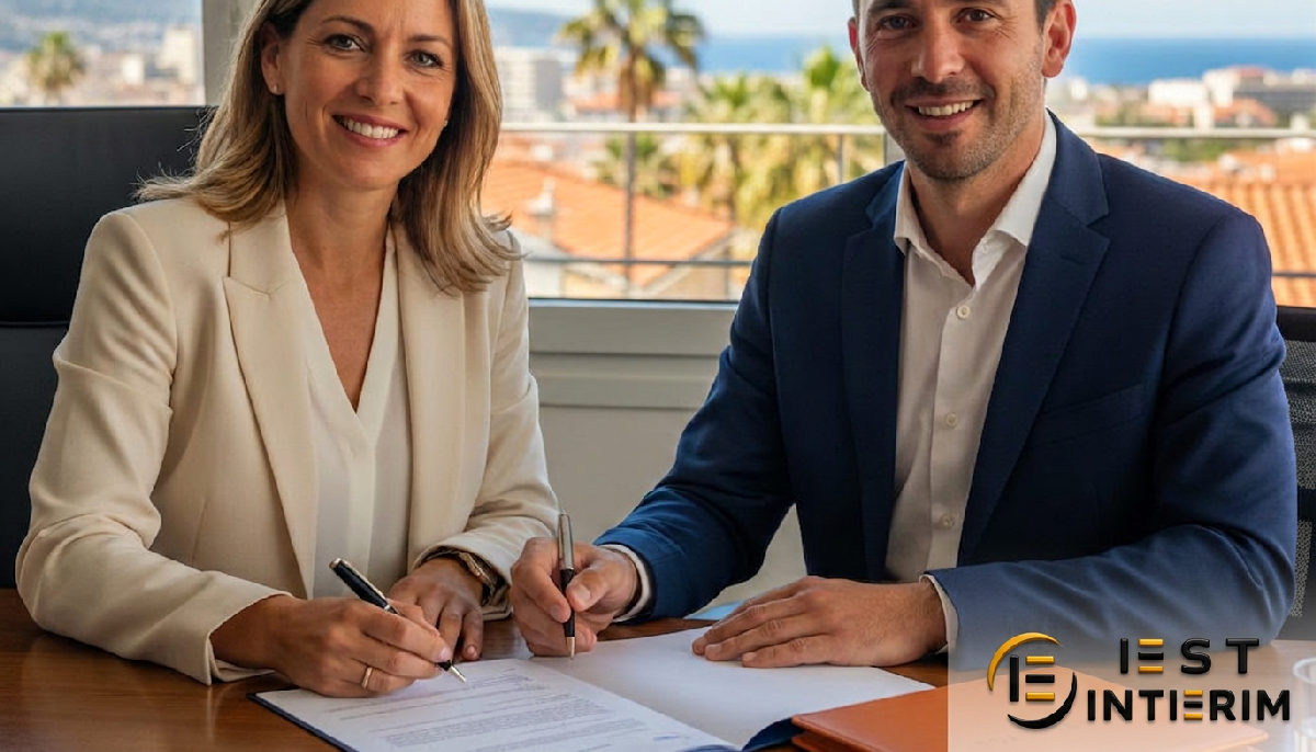 Contrat de partenariat RH signé à Nice avec Est Intérim pour les effectifs.