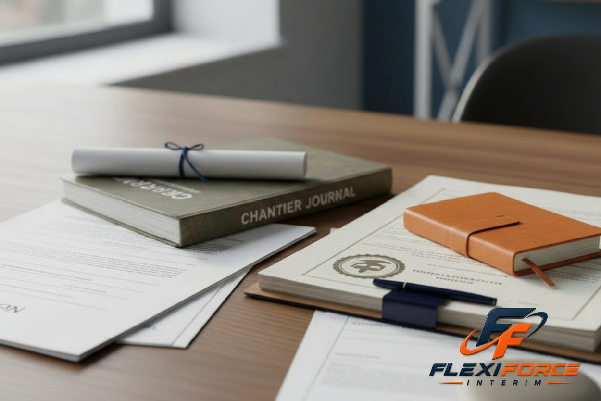 Gros plan sur des documents officiels et diplômes, symbolisant la rigueur administrative.