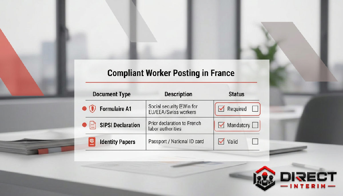 Infographie des documents administratifs requis pour le détachement de travailleurs.