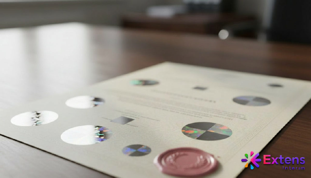 Gros plan sur un certificat professionnel roumain authentique avec hologrammes.