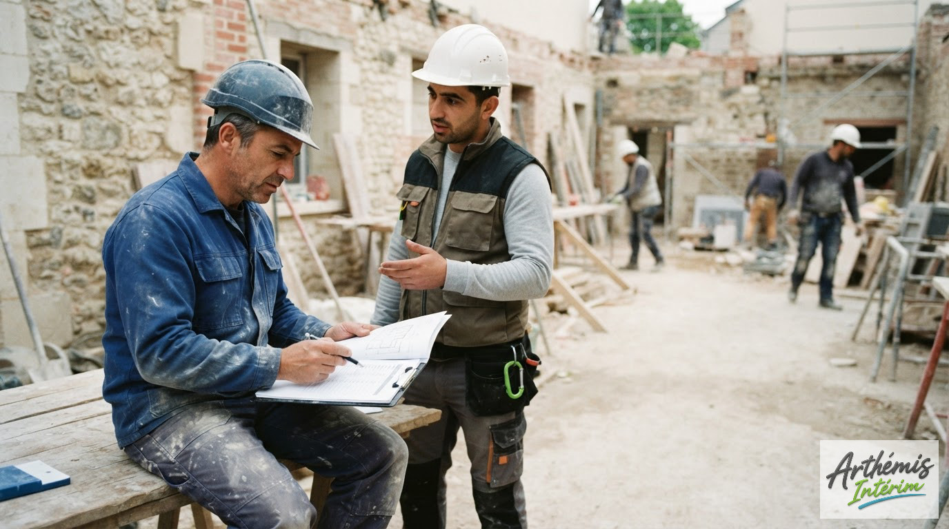 Une vue professionnelle d'un bureau d'agence d'intérim en province.