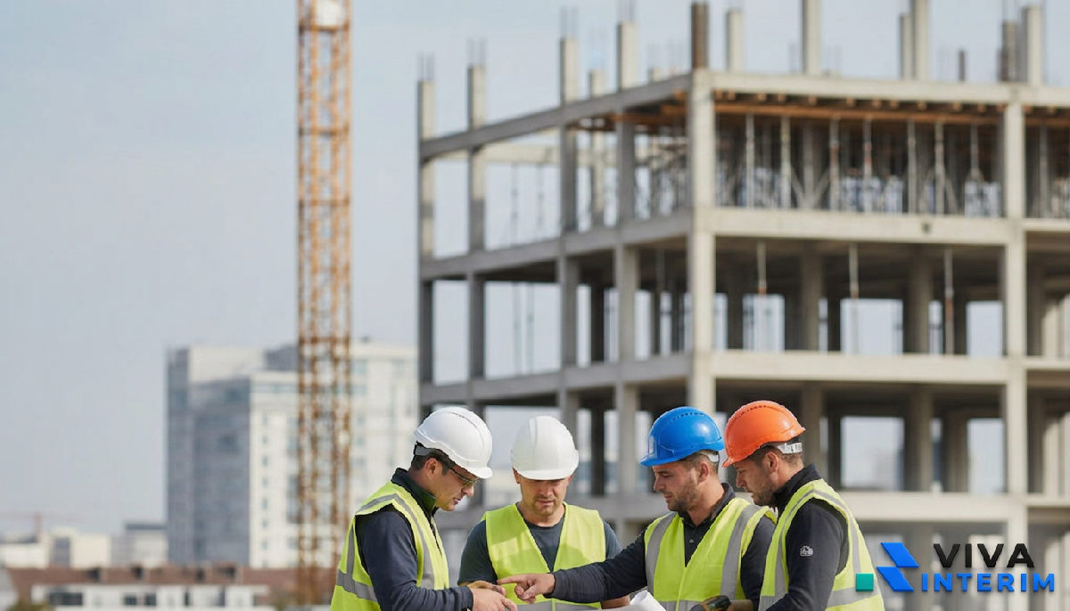 intérim roumanie france - Ouvriers qualifiés sur un chantier français.