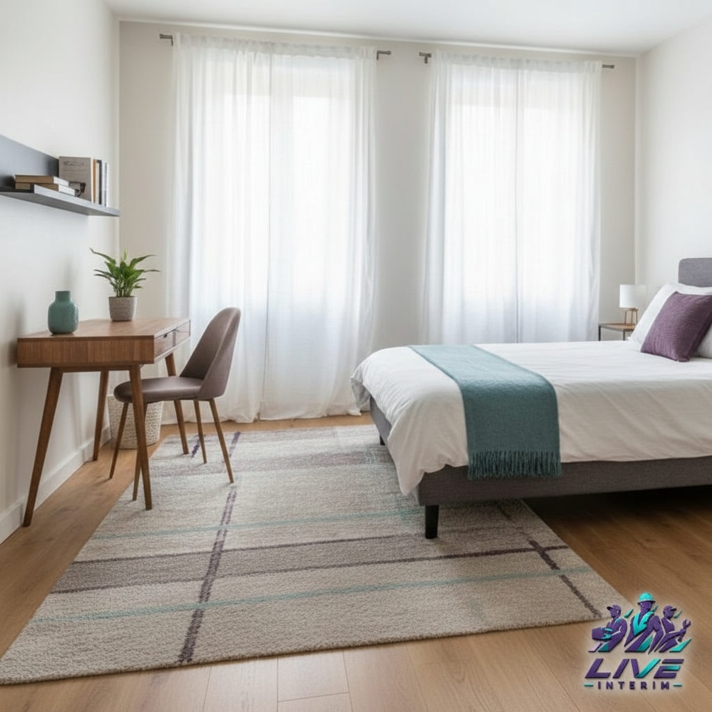 Intérieur de logement décent et propre pour travailleurs détachés.