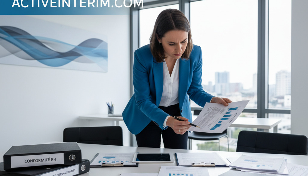 accompagnement travailleur détaché - Consultant RH vérifiant des documents de conformité pour travailleurs détachés.