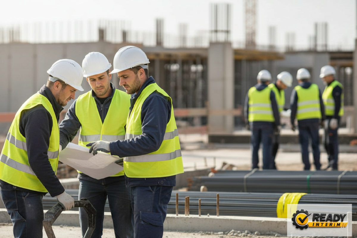 Travailleurs roumains qualifiés sur un chantier en France.