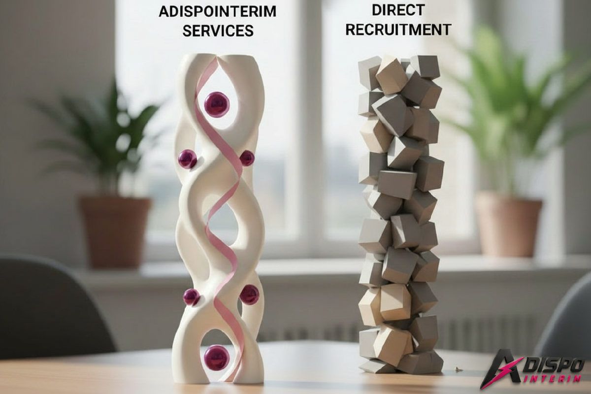 Comparaison des services Adispointerim et recrutement direct.