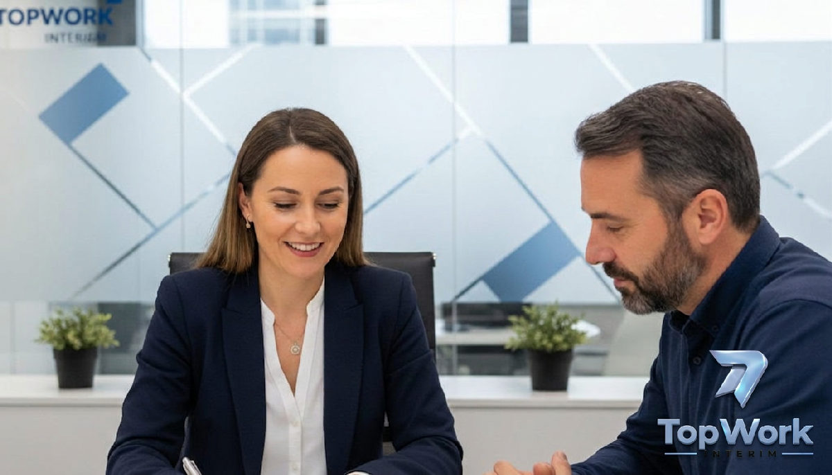 Agent expliquant un contrat de travail à un Roumain.