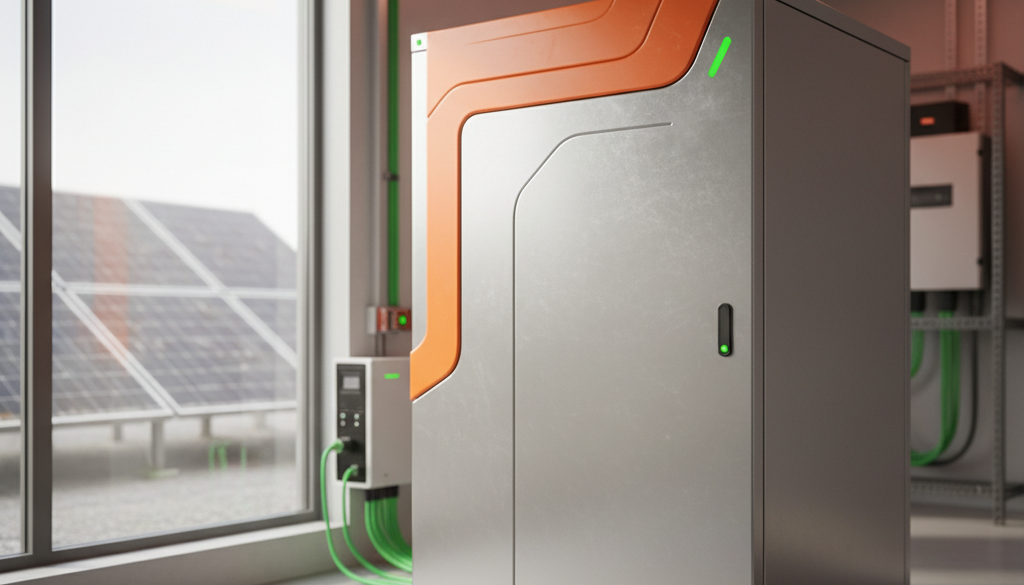Bateriové úložiště pro fotovoltaickou elektrárnu.
