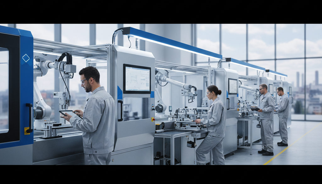 recrutement opérateurs roumanie industrie - Opérateurs qualifiés sur une ligne de production industrielle.