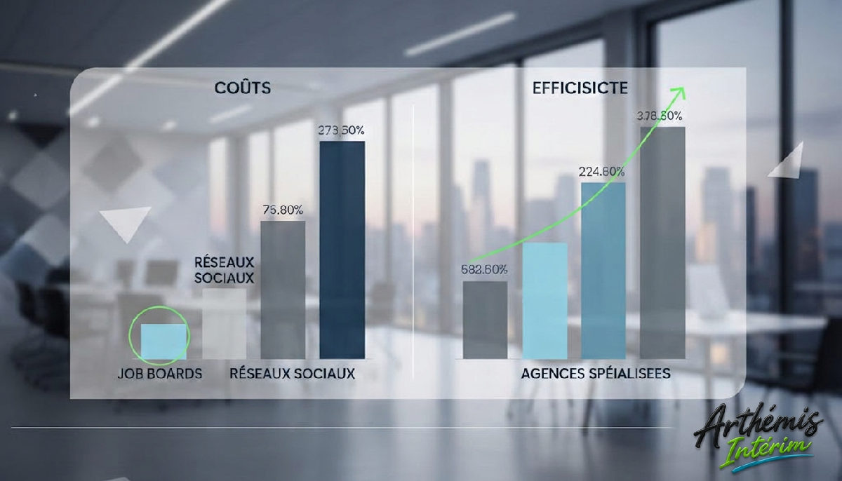 optimisation coûts rh recrutement international – Infographie : coûts et efficacité des canaux de sourcing RH international.