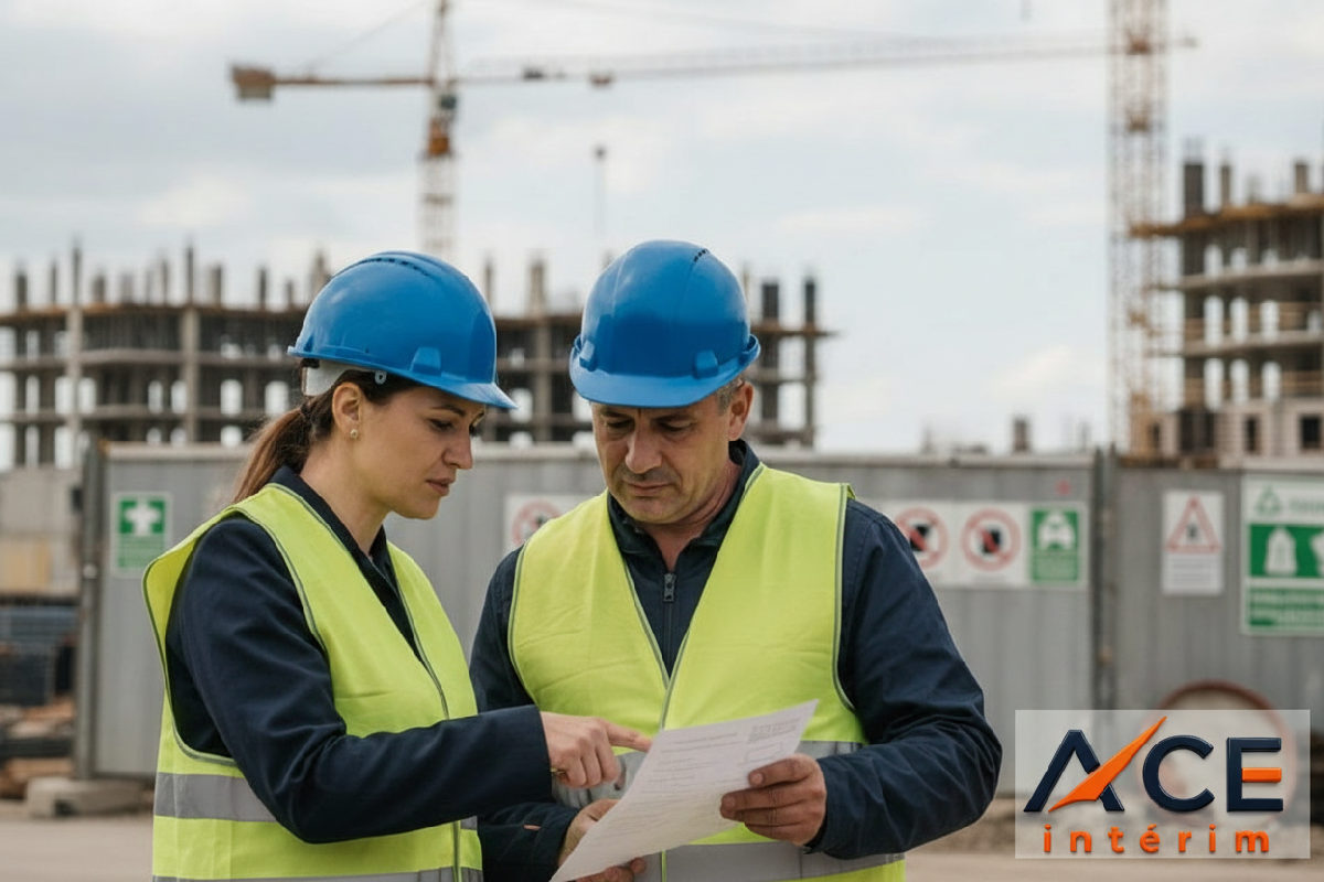 Contrôle d'un certificat de qualification sur un chantier.