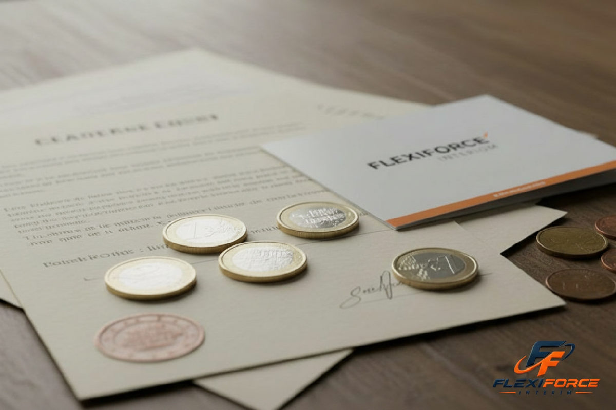 Documents officiels et pièces symbolisant les aides financières pour ouvriers détachés.