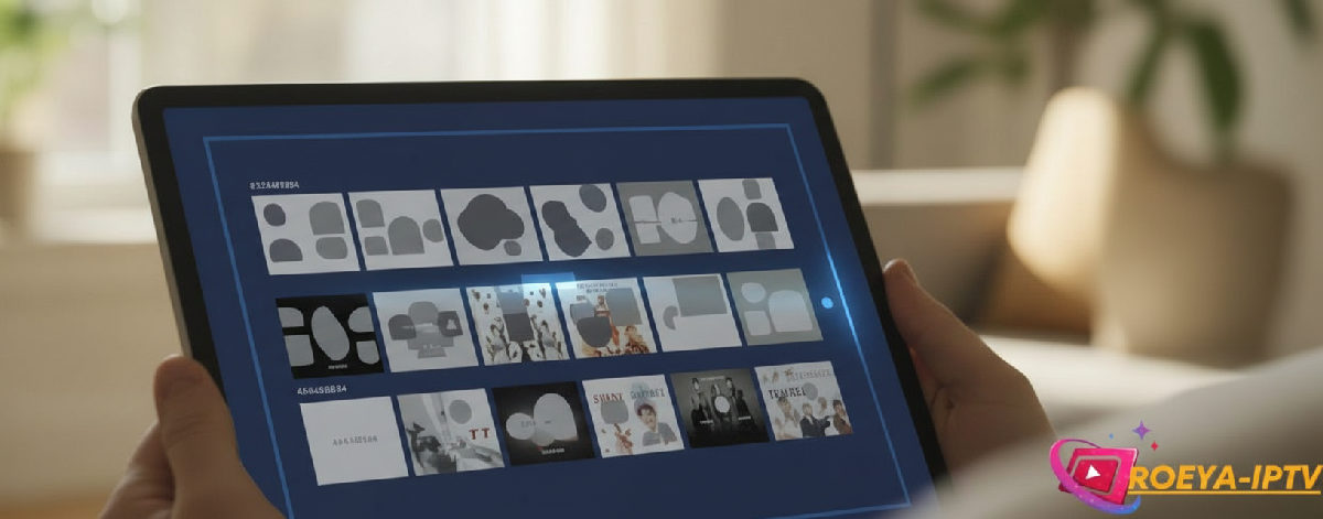 Utiliser Roeya IPTV aux USA sans VPN — est-ce possible ? 3 Interface de l'application Roeya IPTV sur tablette avec films et séries.