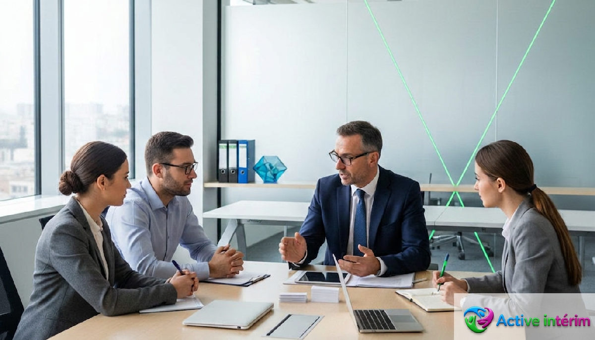 optimiser recrutement agence intérim roumanie - Réunion de recrutement entre un manager français et des candidats roumains.