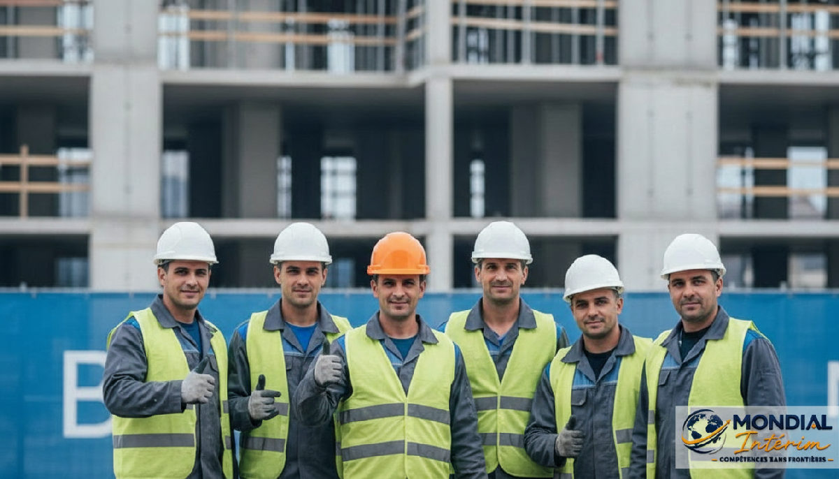 Travailleurs roumains qualifiés sur un chantier en France.
