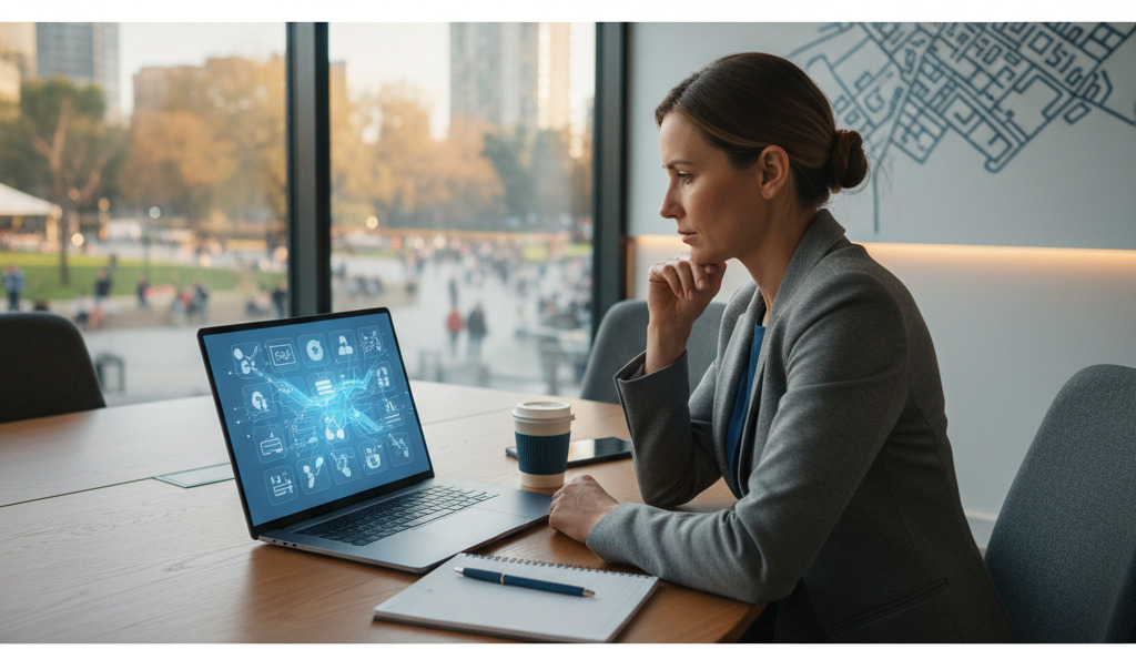 Business owner reviews AI-generated local content ideas.