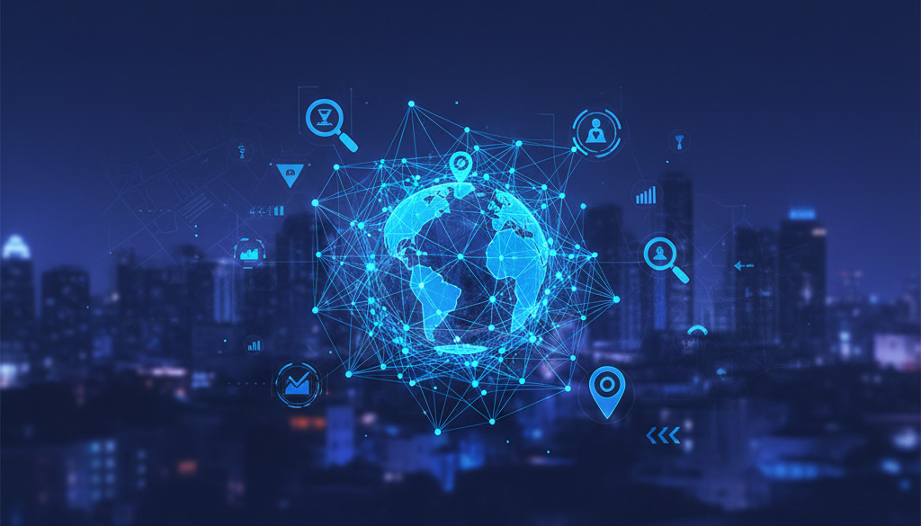 Abstract representation of AI enhancing local business visibility.