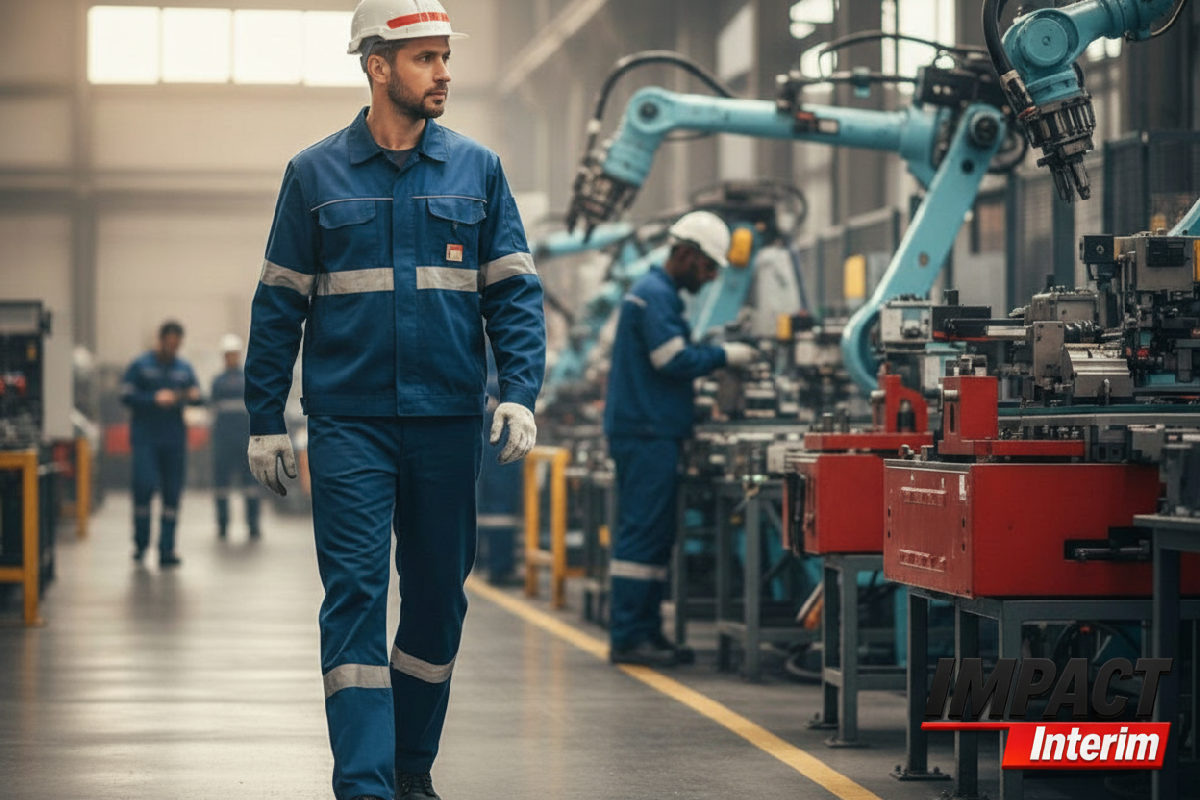 Technicien roumain débutant dans un environnement industriel.