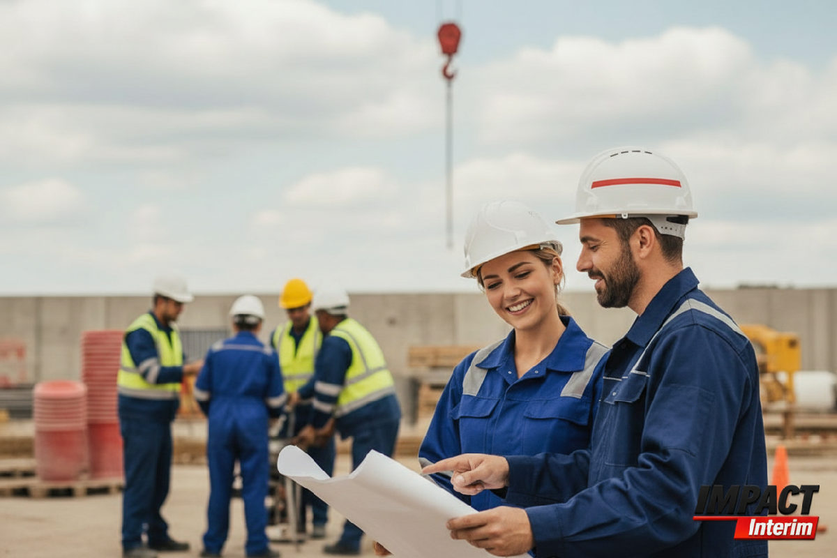 Équipe française et roumaine collaborant sur un chantier.