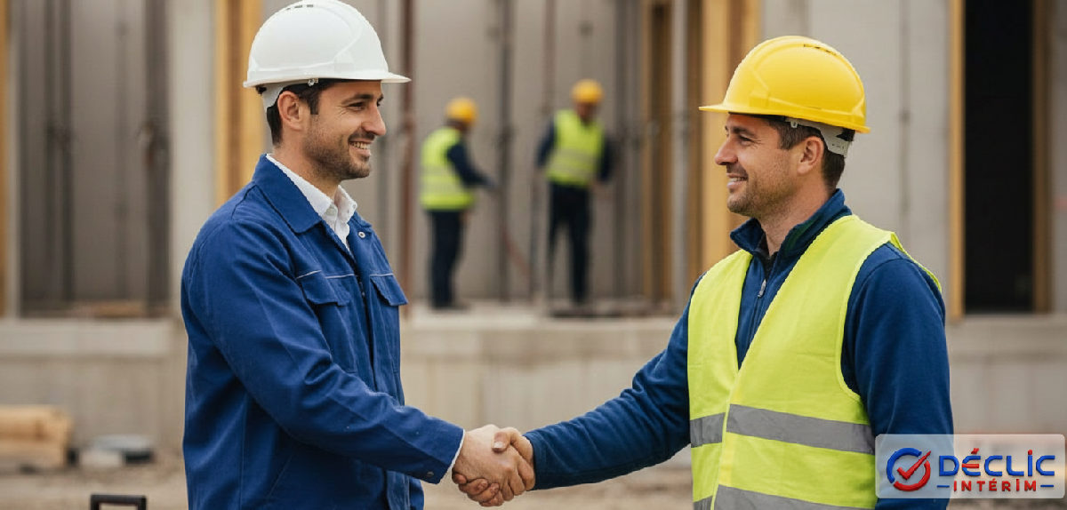 Partenariat réussi entre un chef de chantier et un ouvrier.