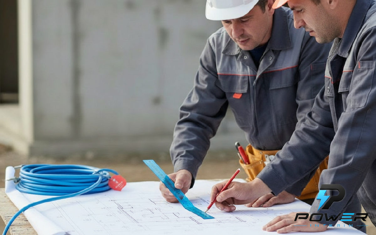 Ouvriers roumains spécialisés, électriciens et plombiers, sur un plan technique.
