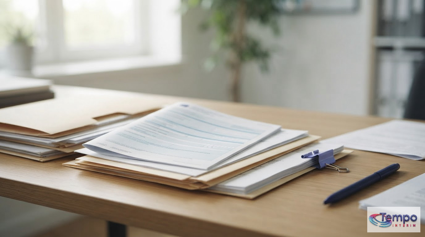 Des dossiers administratifs et un formulaire A1 posés sur un bureau professionnel.