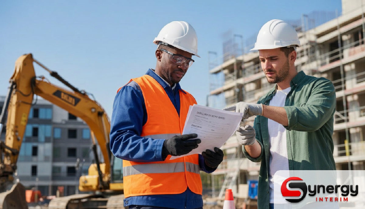 Déclaration SIPSI, A1 : travail détaché en France 1 Inspecteur du travail vérifiant des documents sur un chantier.