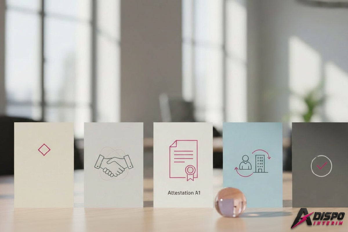Tableau des étapes de recrutement, conformité sociale et attestation A1.