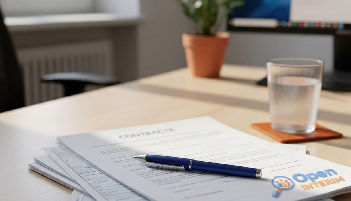 Documents de contrat de travail français et formulaires européens A1 sur un bureau.