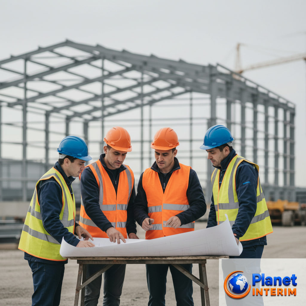 parcours intérimaire roumain en France - Travailleurs roumains qualifiés sur un chantier industriel en France.