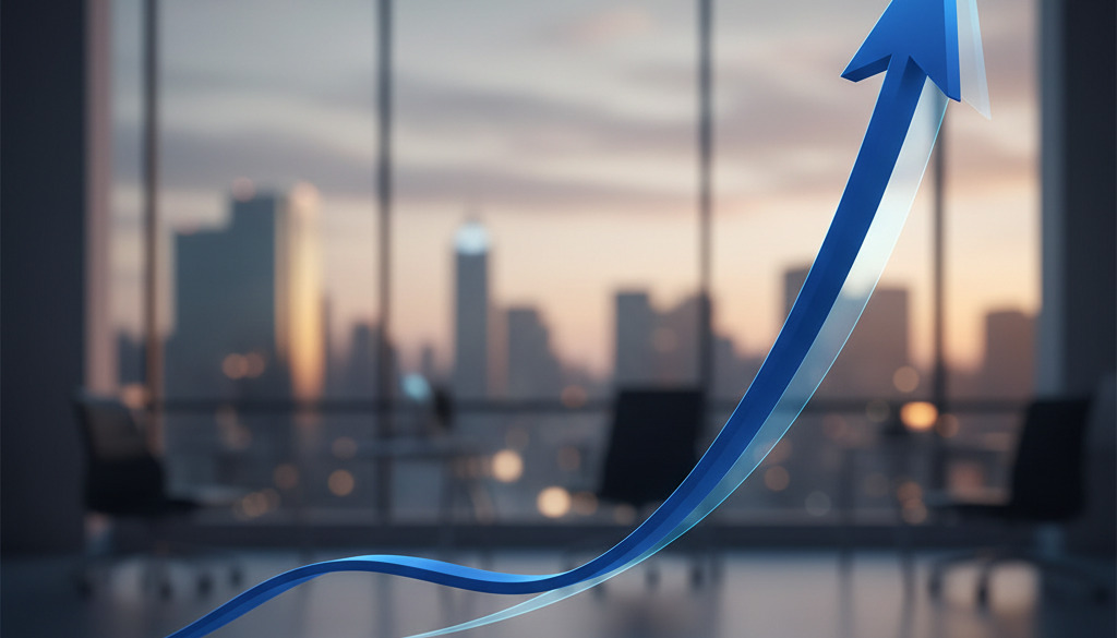 Upward trending graph symbolizing business growth from AI content strategies.