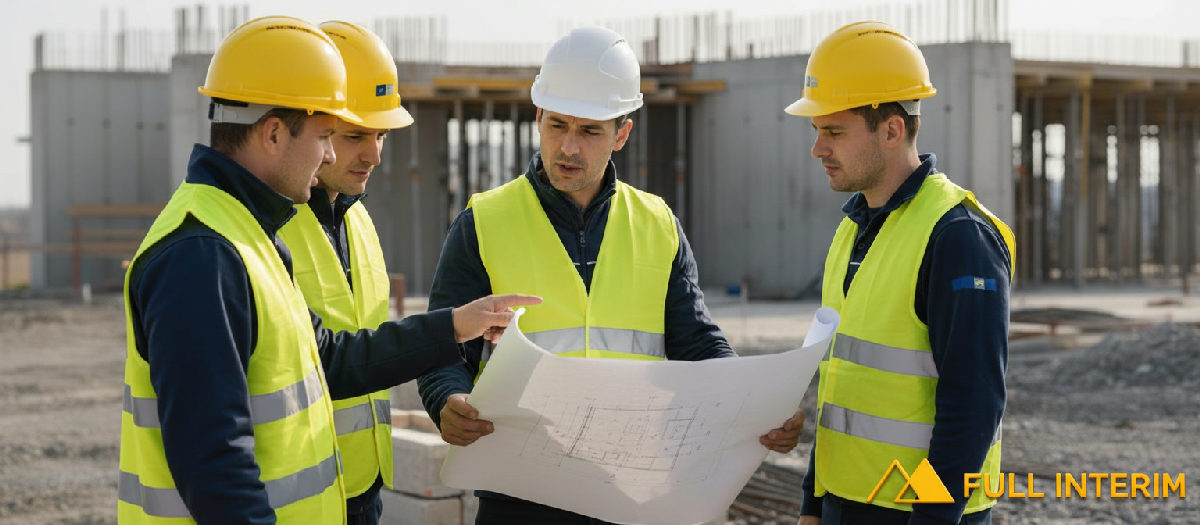 Réunion de chantier : collaboration et sécurité au travail.