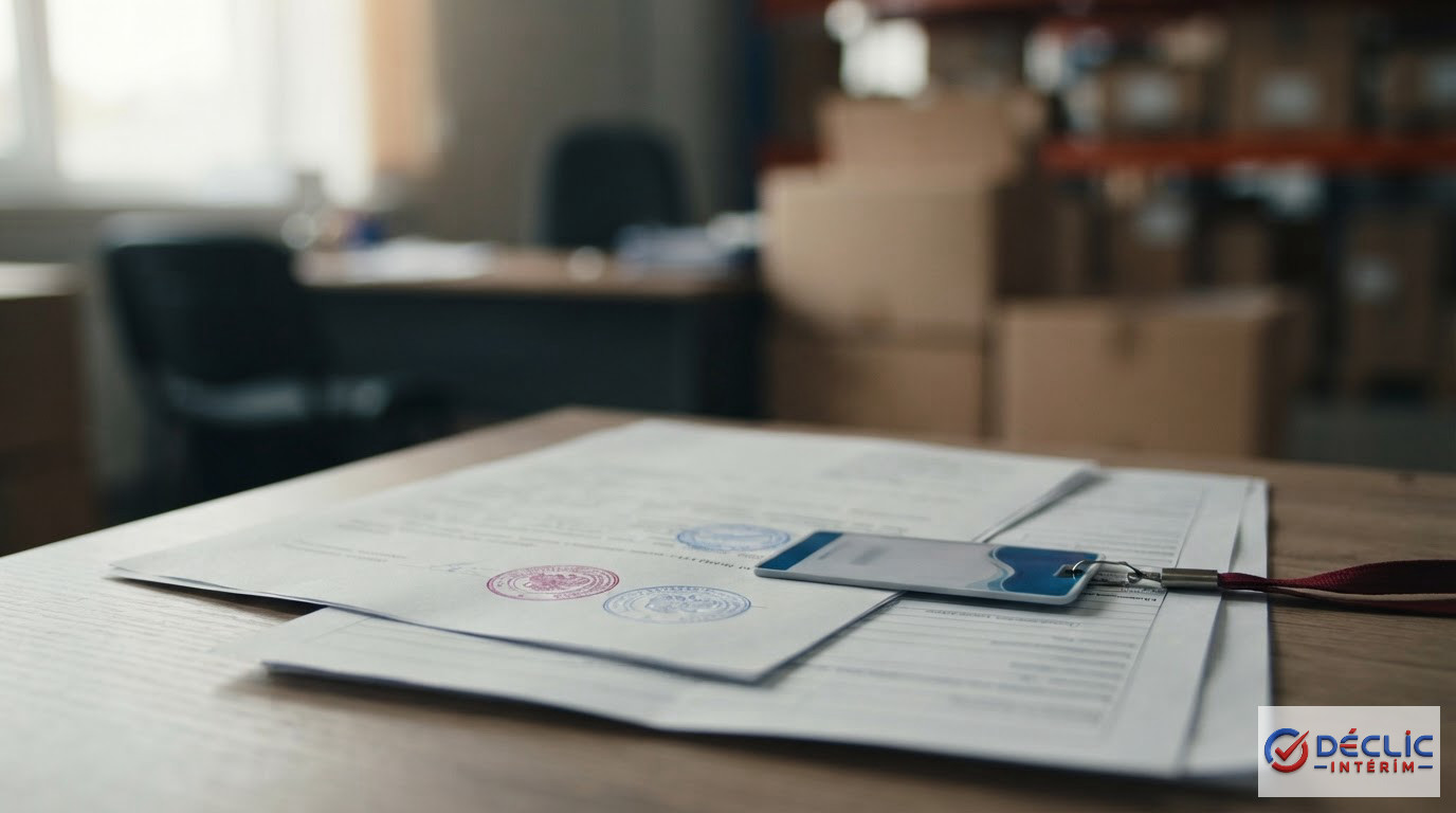 Documents officiels de détachement posés sur le bureau d'un responsable RH.