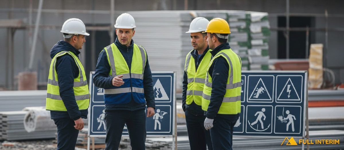 Formation sécurité pour les ouvriers sur le chantier.