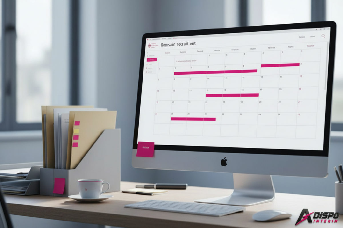 Bureau RH moderne avec calendriers de conformité pour le recrutement roumain.