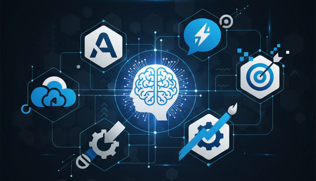 Collage of logos for popular AI marketing and content tools.