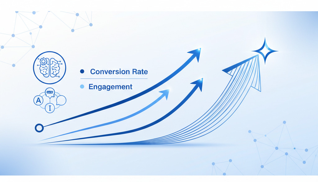 Infographic showing increased metrics from AI content customization.