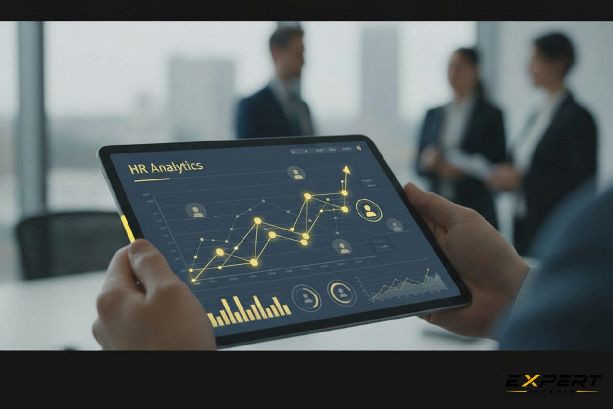 Tablette affichant des analyses RH pour les PME.