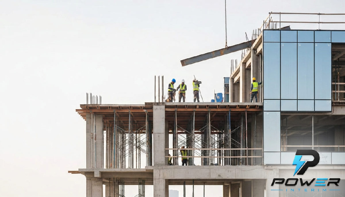 coûts RH ouvriers roumains BTP – Chantier français : ouvriers qualifiés en action sur une structure.