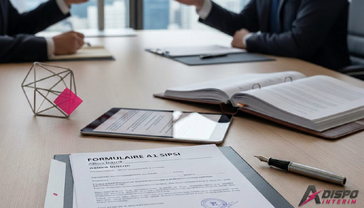 formulaire A1 SIPSI Adispo Interim - Le formulaire A1 SIPSI Adispo Interim dans un bureau professionnel.