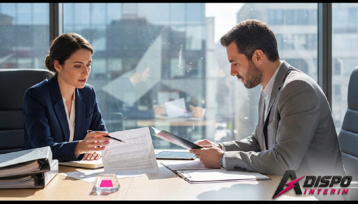 Inspecteur du travail et manager examinant des documents.