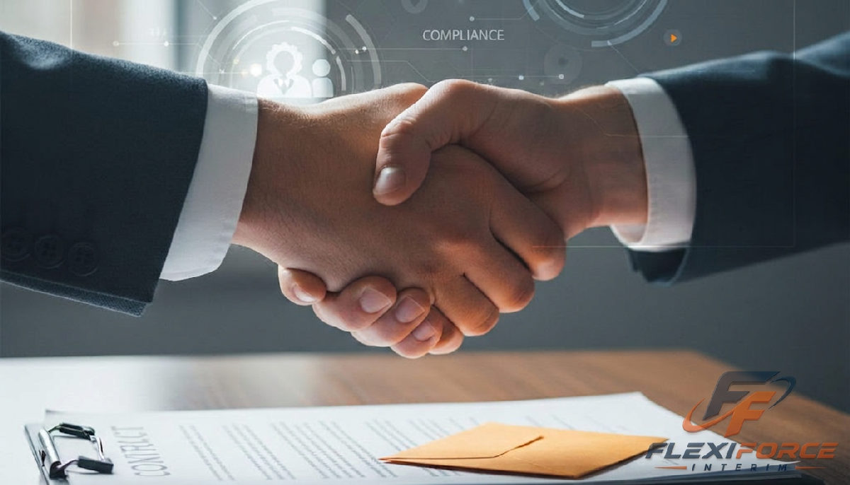 Poignée de main sur un contrat, symbolisant la confiance et la qualité.