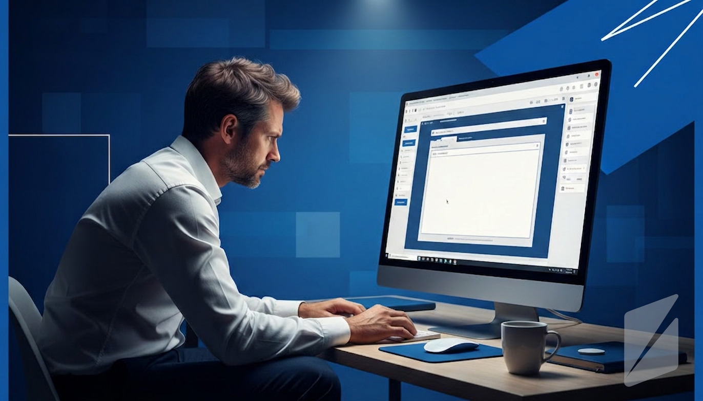 Frustrated business owner stares at a blank WordPress editor.