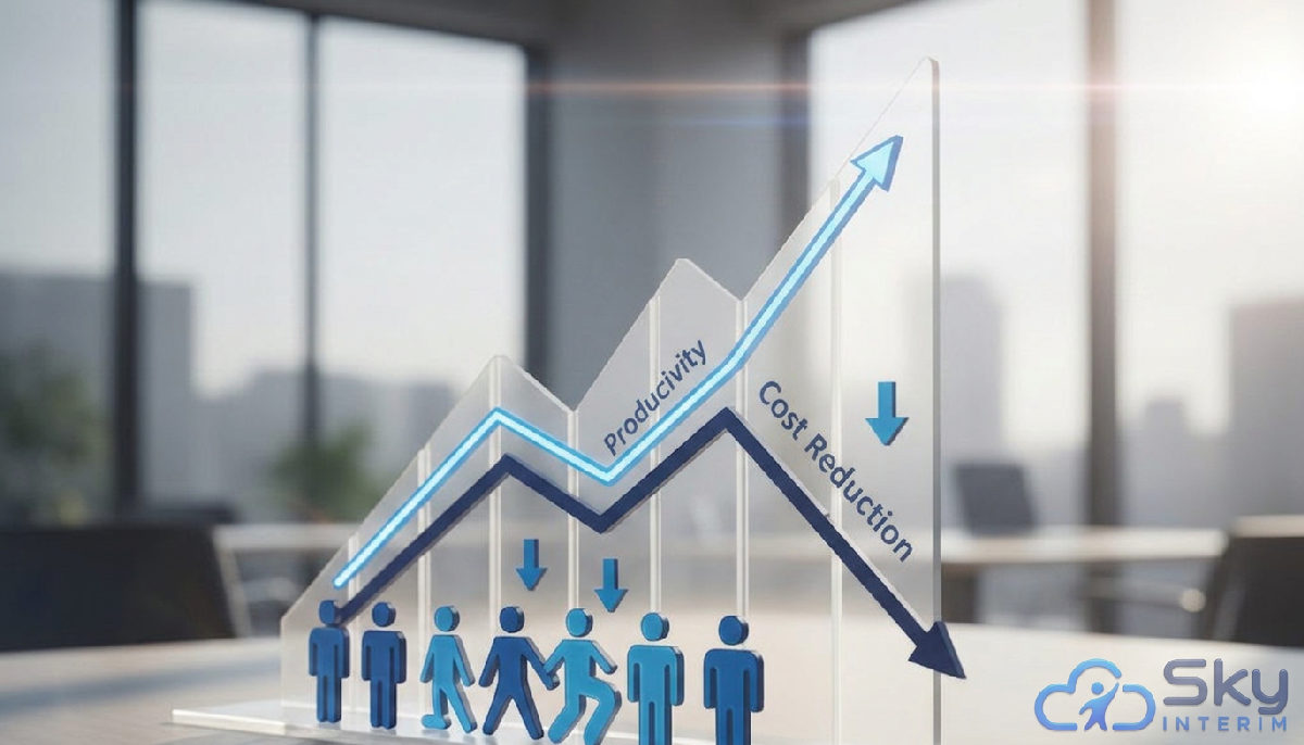Graphique montrant augmentation productivité et réduction coûts logistiques.